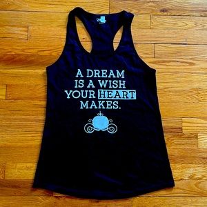 Disney racer back tank, black, with white writing size xl fits like a m/l